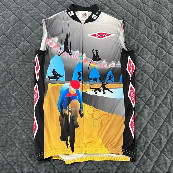 Aussie Cycling Biker jersey Men Small shirt Sleeveless Dow Olympic Global Flag V - Picture 6 of 9